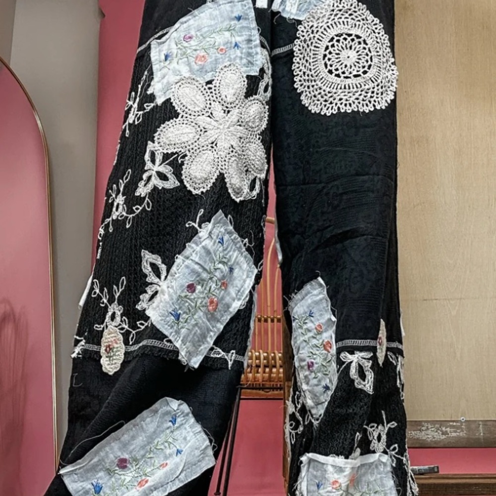 POL BLCK CRAZY ABOUT YOU PATCHWORK BOTTOMS Patterned Patchwork Women's Pants - Picture 8 of 8